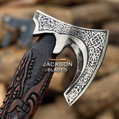 Custom Handmade Carbon Steel Wikingeraxt - Jagd Streitaxt mit Lederscheide - Bild 2 von 8