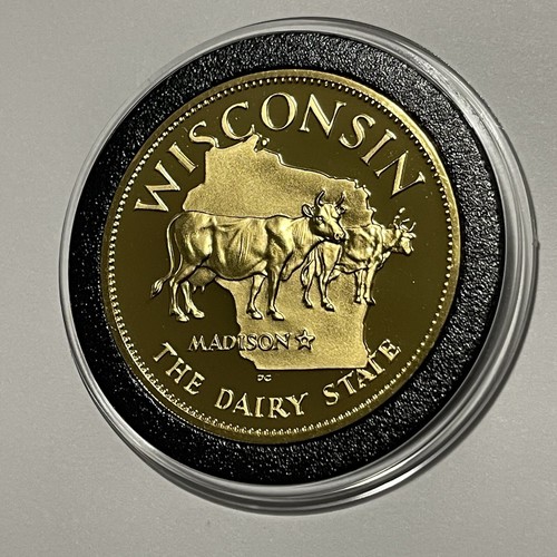 Wisconsin State Proof Münze 24k Gold über Sterlingsilber selten Sammler rund - Bild 11 von 17