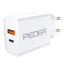 PEDEA Schnellladegerät "Dual" 20 Watt für USB Typ A/C, weiß, fast charging, NEU
