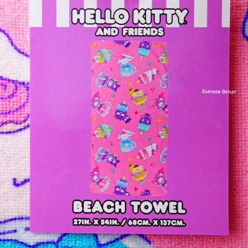 Sanrio Hello Kitty & Friends Desserts And Drinks Beach Towel 27 x 54 Inch New - Picture 7 of 12