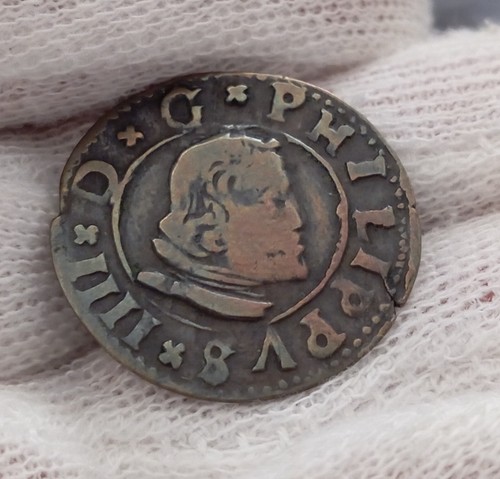 16 Maravedis King Philip IV Spanish cob coin colonial era Spain 1664 Valladolid - Picture 2 of 9