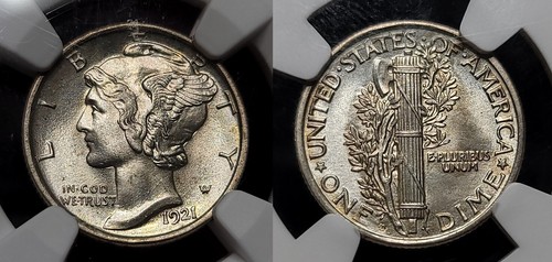1921 D Mercury Dime 10c NGC MS 65 FB