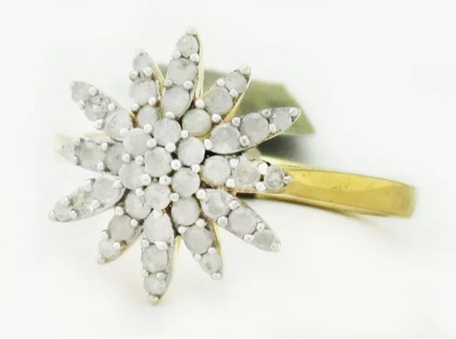 NATÜRLICHER 0,84 CTW DIAMANTEN BLUME RING 925 Sterling Silber ** Neu mit Etikett ** Größe 8 - Bild 4 von 4