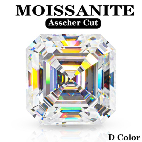 1CT Moissanite Loose Stone Asscher Cut White D Color VVS1 Excellent for Ring - Picture 24 of 28