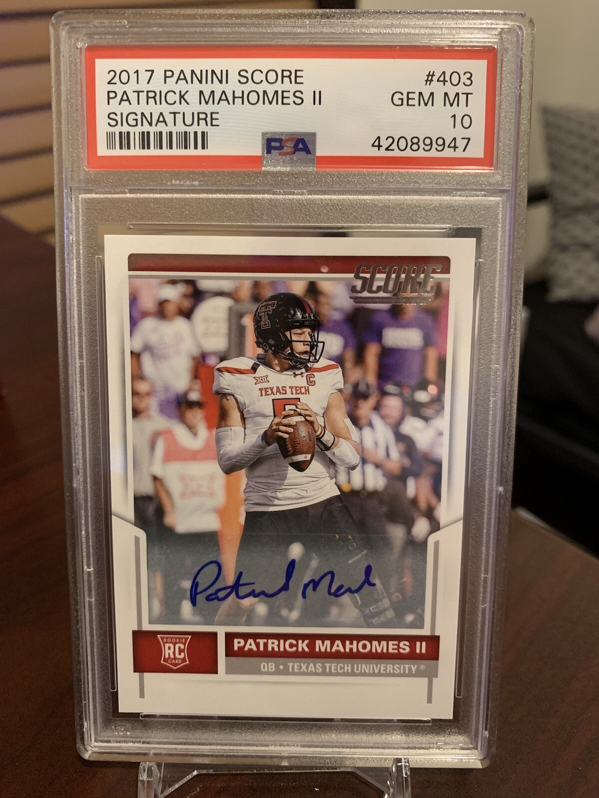 PSA 10 RC AUTO PATRICK MAHOMES II POP 7 TRUE ROOKIE BASE #403 2017 Score 🔥🔥