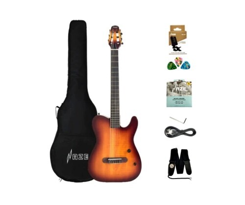 Haze Solid Mahogany Electric Nylon String Guitar,Piezo Pickup. HSMRC601EQCS - Picture 1 of 14