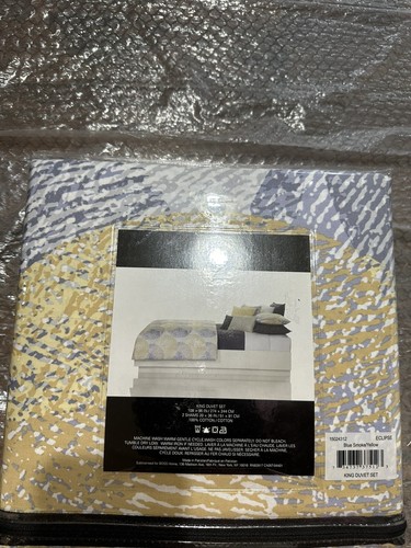 Neu in Verpackung Hugo Boss Boss Eclipse Gelb Blau King/Groß Bettwäscheset 3-teilig - Bild 4 von 8