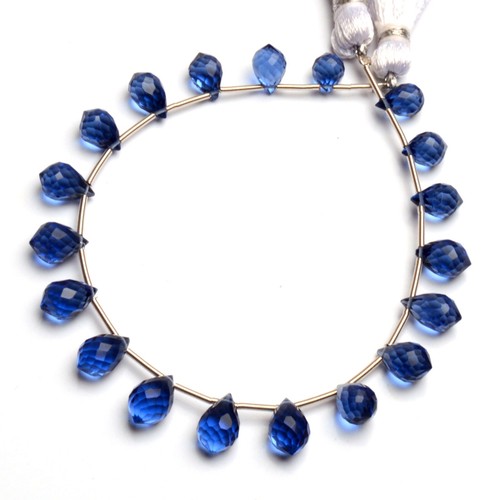 Tanzanite Color Quartz 10x7 mm Size Faceted Teardrop Briolette 6.5" Strand - Picture 1 of 5