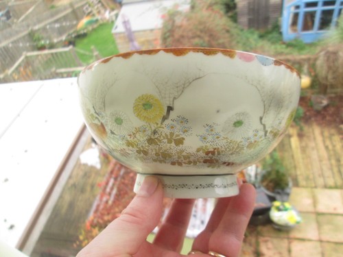 ANTIQUE JAPANESE MEIJI PERIOD KUTANI MOMOTA 百田造 FINE EGGSHELL PORCELAIN BOWL - Picture 3 of 13