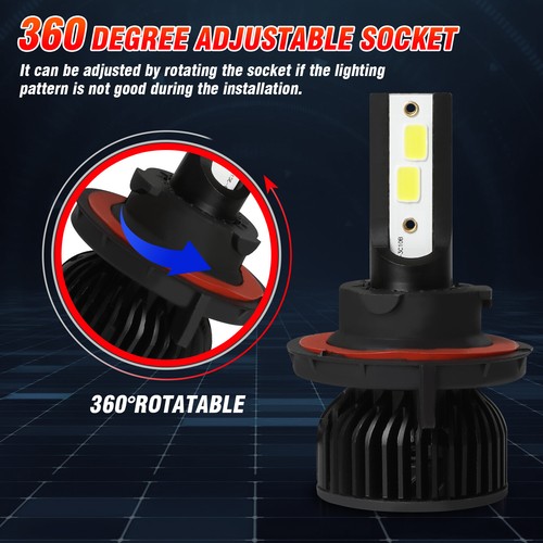 H13 LED Headlight Bulbs for Dodge Ram 1500 2500 3500 2006-2012 High Low Beam P4C - Picture 6 of 10