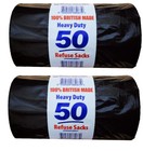 100 HEAVY DUTY BLACK REFUSE SACKS STRONG THICK RUBBISH BAGS BIN LINERS