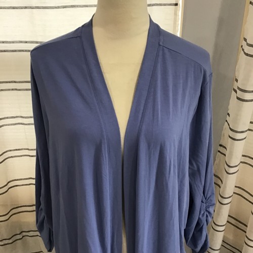 Isaac Mizrahi Live Women Size 2X Open Front Blue Iris Cotton Cardigan Fall Soft - Picture 3 of 10