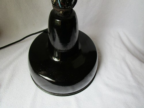 alte Emaille Industrielampe Email Hängelampe Lampe schwarz/weiß 25,5x30cm - Bild 9 von 9