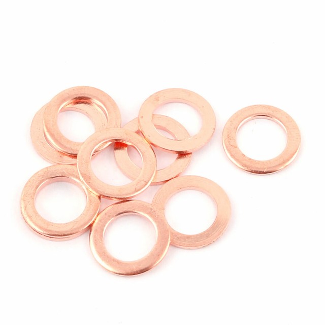 10 x 8MM COPPER CRUSH SUMP PLUG GASKET SEALING OD 12MM WASHERS KW221