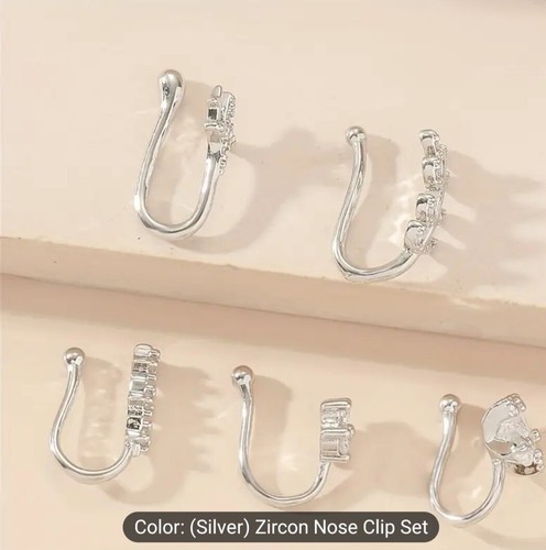 5-teiliges Clip-on-Nasenringe für Damen vielseitiges gefälschtes Piercing Nasenring Set - Bild 10 von 12