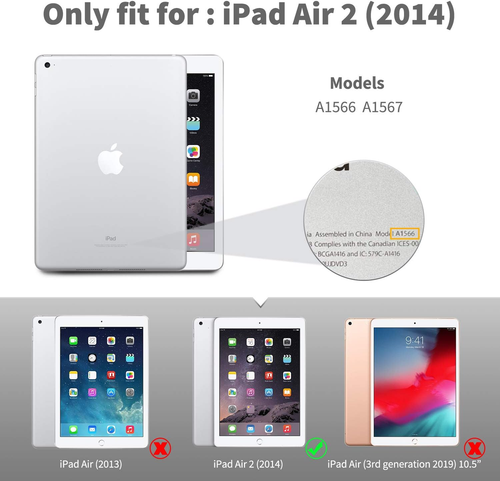 Easyacc Case Compatible With iPad Air 2, Ultra Thin PU Leather Cover With - Picture 2 of 12