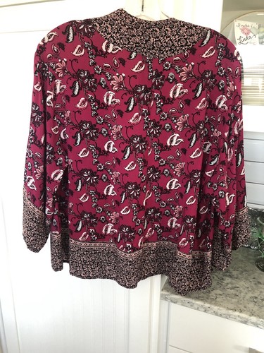 Torrid 00/0 Womens SZ M Bohemian Floral Pattern 3/4 Kimono Sleeve Cardigan EUC - Picture 8 of 14