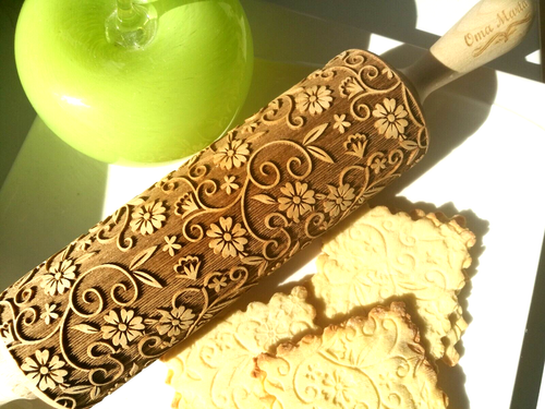 Paisley Embossed Patterned Springerle Rolling Pin Roller for Dough Mold Cookies - Picture 15 of 16