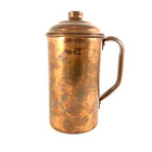 Vintage Copper Jug With Lid Rustic Farmhouse Decor 8 inches