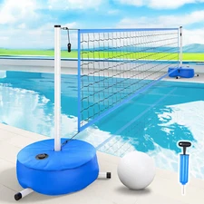 PATIASSY Pool Volleyball Net Set with Weighted Base Adjustable with Balls Pump