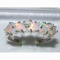 14ct White Gold Natural Opal Womens Eternity Ring - Sizes J To Z 14ct White Gold Natural Opal Womens Eternity Ring - Sizes J To Z