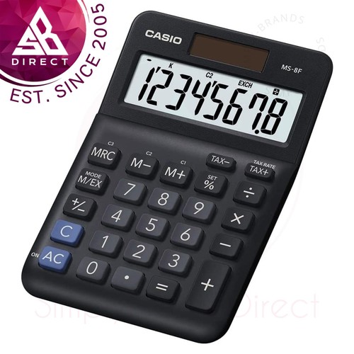 Casio MS8F-WA Desk Calculator with Tax Calculations for Office & Home Use│Black - Picture 1 of 3
