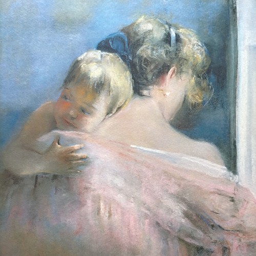 Litografia Arquer Buigas Arte figurativa Maternita' Bambino donna Spagna asta