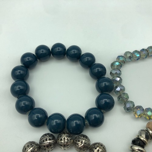 RETRO Set of 4 Mixed Colour and Type Bead Stretch Bracelets Stacking Disco Party - Picture 10 of 13