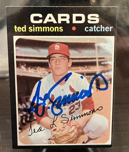1971 Topps SIGNED TED SIMMONS RC #117 AUTO St. Louis Cardinals HOF ROOKIE BEAUTY