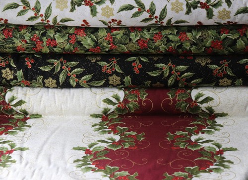 Benartex Fabric Christmas Winter Festive Season Holly Berry choice by yard - Picture 2 of 33