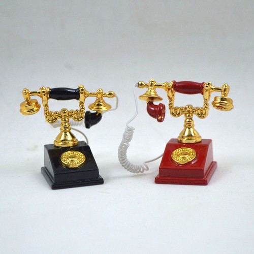 1/12 Dollhouse Miniature Rotary Phone Old-Fashioned Telephone with Receiver NEW - Picture 12 of 20