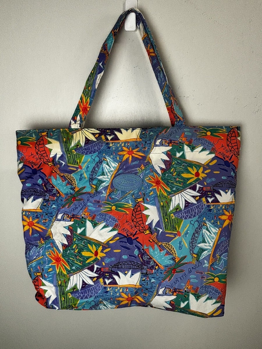 Vintage Ken Done Australia Tote Bag Sydney Harbor Bright