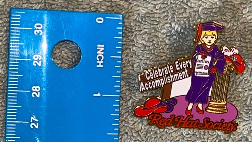 Red Hat Society Lapel Pin "Celebrate Every Accomplishment" Gold Willabee & Ward - Picture 4 of 4