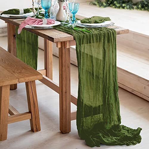 10ft Cheesecloth Table Runner Green Gauze Table Runnersdecorations For Romantic - Picture 6 of 8
