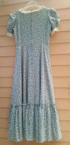 Vintage 1930s Floral Prairie Feedsack Ruffle Handmade Puff Sleeve Maxi Dress L - Picture 6 of 12