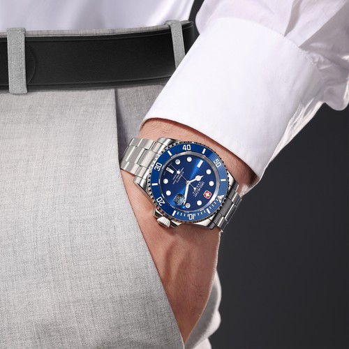 Swiss Military Hanowa Sealord Automatic SMWGL0006304 Wristwatch Men Diver Blue - Picture 3 of 6