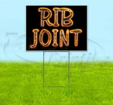 RIB JOINT 18x24 Yard Sign WITH METAL STAKE Corrugated Bandit BBQ USA