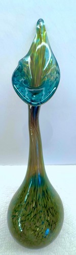 ART GLASS ~ ABLER ~ HAND CRAFTED 10.5" CALLA LILY GARDEN FLOWER VASE GR84 EASTER - Picture 2 of 13