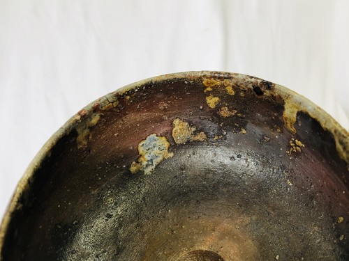 Y5007 CHAWAN Bizen-ware signed box kobizen Japan antique tea ceremony pottery - Picture 7 of 12