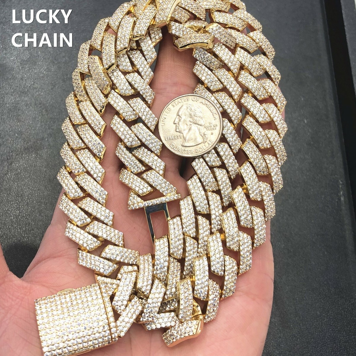 24''14K GOLD FINISH BLING OUT SQUARE HEAVY CUBAN LINK CHAIN