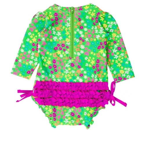 Rufflebutts~ 18-24m, LONG SLEEVE One Piece Rash Guard, Upf50+, New SWIMWEAR - Picture 5 of 6