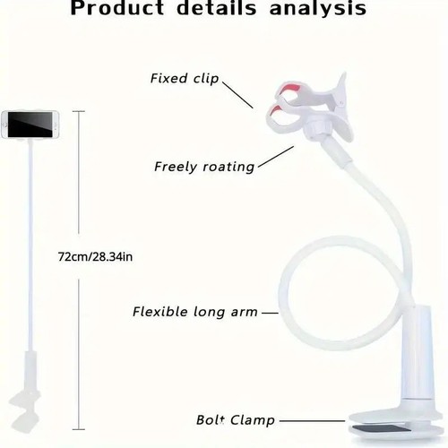 Adjustable Gooseneck Phone Holder Stand for Desk and Bedroom. 360 Degree Rotate. - 第 6/9 張圖片