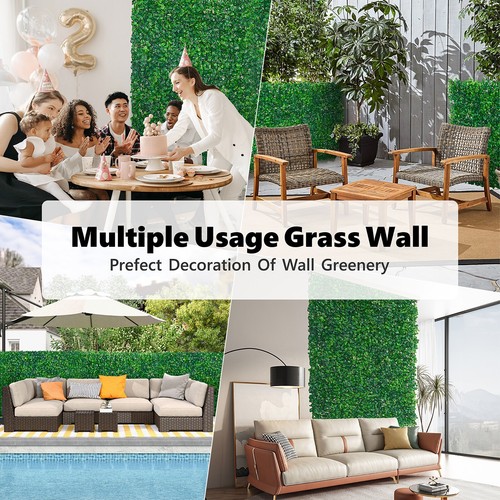 12pcs / 24pcs Artificial Boxwood Mat Wall Hedge Decor Privacy Fence Panel Grass - Picture 42 of 42