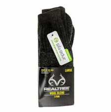 Realtree Wool Blend 2pk Socks, Built in Odor Protection, Large, Made in the USA
