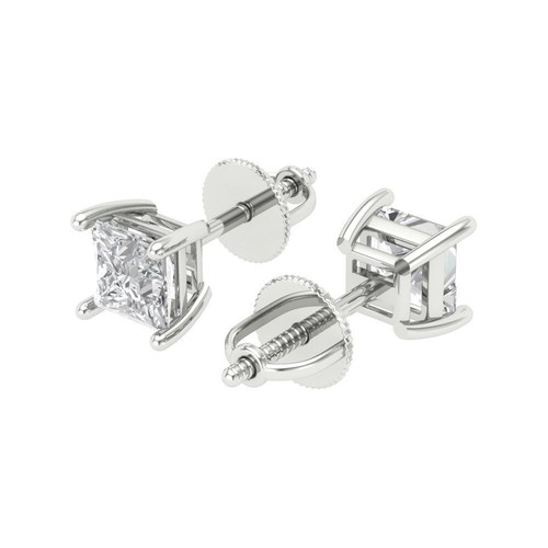 Orecchini a borchie diamante naturale Screw Princess forma fantasiosa 4 poli oro bianco 14k - Foto 16 di 39