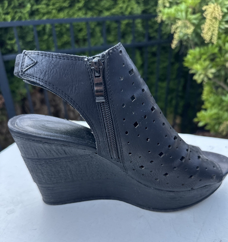 SBICCA Zanita Black Open Toe Slingback Wedge Sandal Shoe Women’s Size 9 - Picture 7 of 13