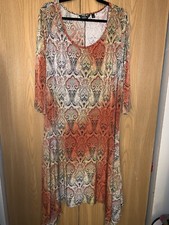 Mlle Gabrielle Poly spandex Rust/Cream Plus-size 2X Paisley Print Shift Dress