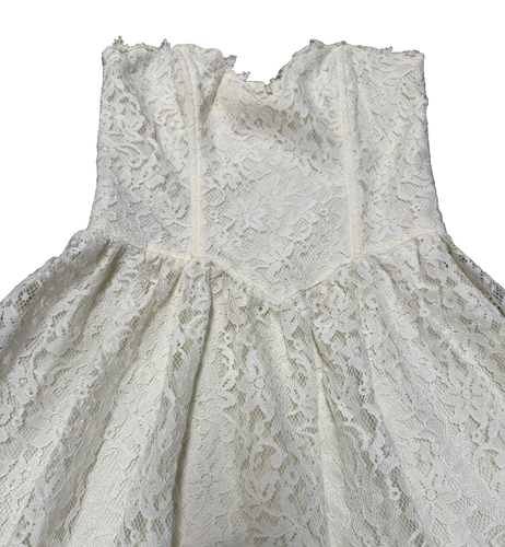 Gunne Sax Jessica McClintock trägerloses formelles elfenbeinfarbenes Kleid Größe 7 - Bild 4 von 10