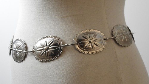 Vintage Metallgürtel ovale Blumenmedaillons für Taille oder Hüften ca. 28 Zoll B40 - Bild 6 von 14