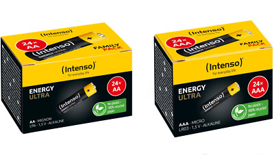 48 Intenso Energy Ultra Alkaline Batterien im 24er Karton (24x AA + 24x AAA)